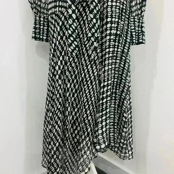 Theory Tie-Neck Long-Sleeve Broken Oval Silk-Blend Scarf Wrap Dress NWT - Picture 12 of 15